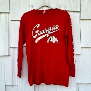 Vintage Georgia Bulldogs Long‎ Sleeve T Shirt 1984 Hanes Red Mens